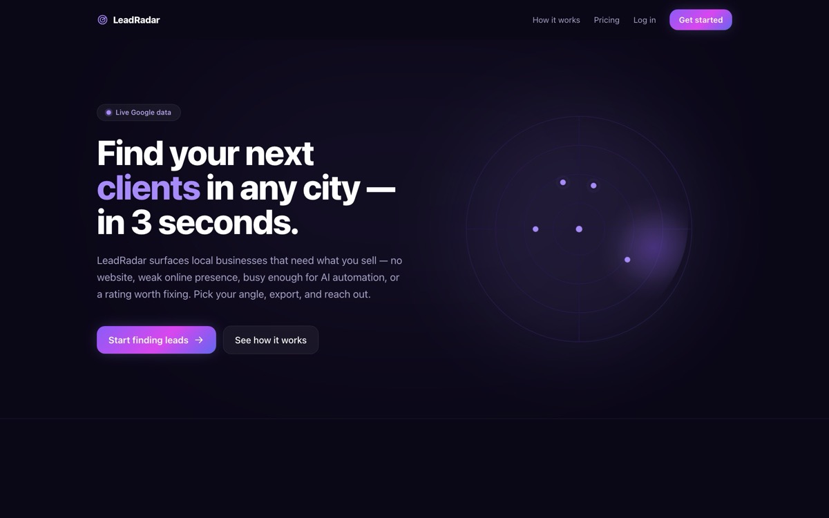 LeadRadar website preview